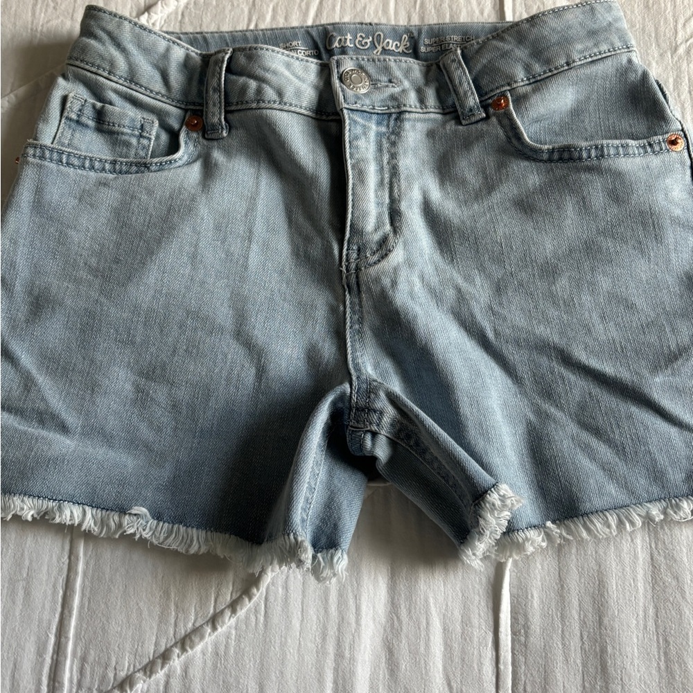 Cat & Jack Light Blue Denim Frayed Hem Shorts